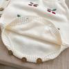 Frühling/Herbst 2025 Baby Kirsche Strick Strampler Set - Niedliches Baumwoll Latzhose Bubble Outfit