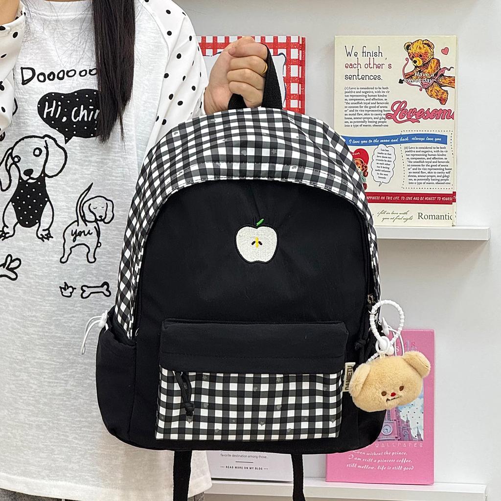 Schoolbag Japanese ins Casual Plaid School Bag Female Junior High School Student Elementary School Versatile Cute College Backpack Travel Backpack