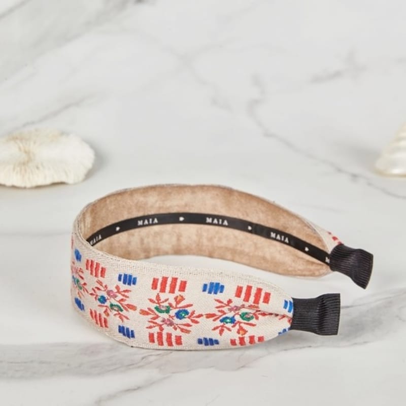 MAIA Garten Jacquard Haarband - Einfarbig Beige Rosa