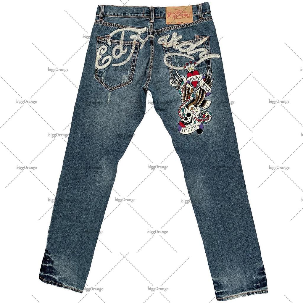 Potlačené Street Jeans pánske Y2K hip-hopové nohavice s vysokým pásom rovné retro voľné široké nohavice džínsové nohavice Európske a americké