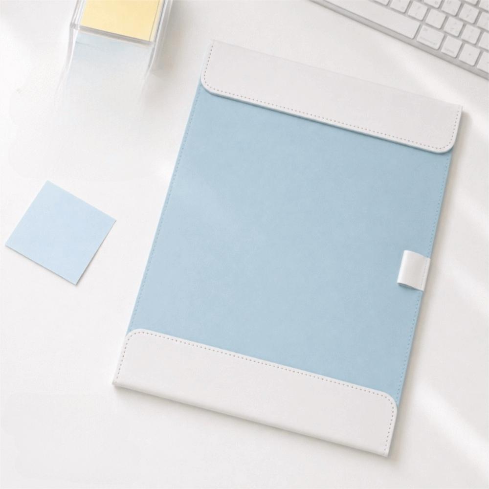 A4 size Leather Clipboard Contrast Color Widening Design Clipboard Folder Double Clip PU Leather Writing Pad Test Paper Holder