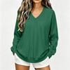 Women's Casual V-Neck Long Sleeve Sweatshirt Top for Everyday Wear