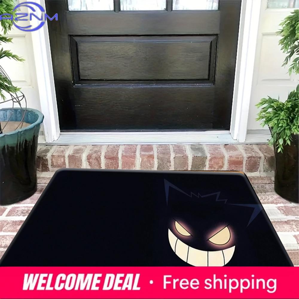 Pokemon Gengar Creepy Grin Dark Style Print Doormat Anti-slip Absorbent Floor Mat for Home Entrance Bedroom Living Room Decor