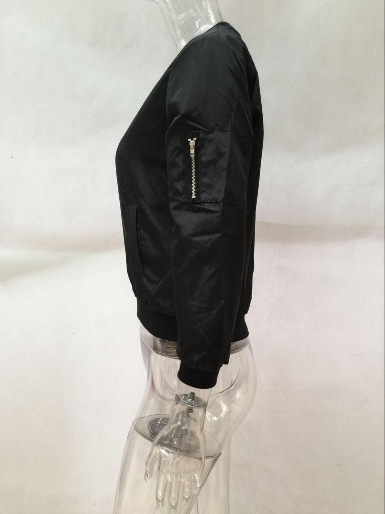 European American Autumn/Winter 2016 Solid Color Short Zipper Fashion Outerwear Jacket