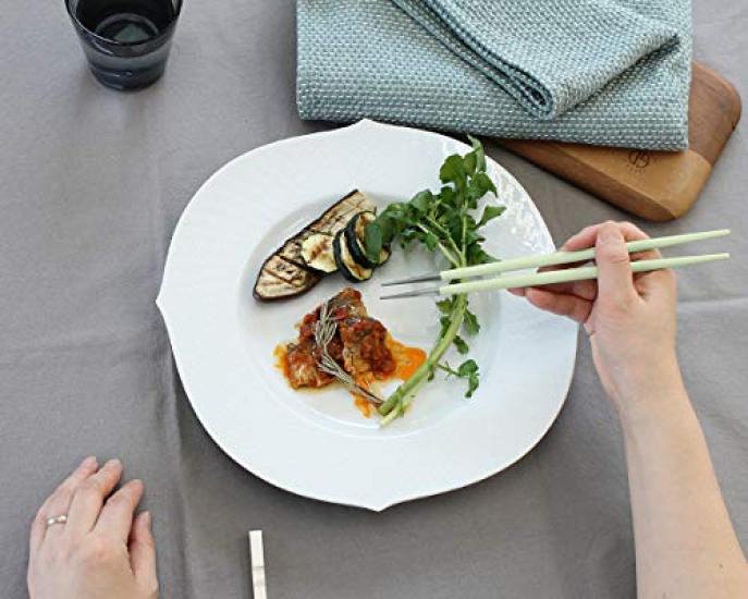 Cutipol GOA Celadon Silver Chopsticks and Chopstick Rest Set G029CE