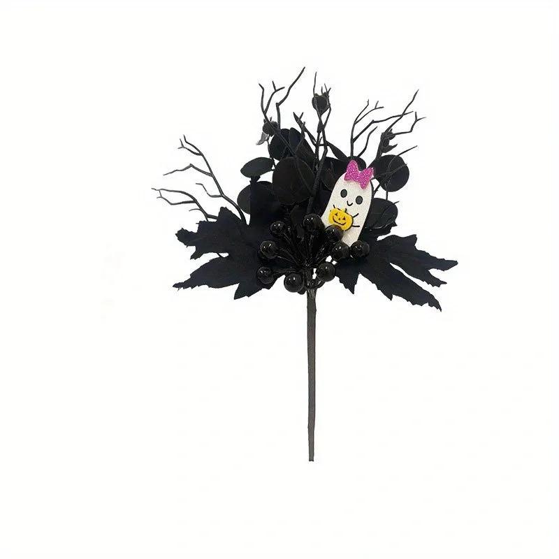 Artificial Maple Leaf Halloween Pumpkin Skull Black Maple Leaf Indoor Branch Decoration