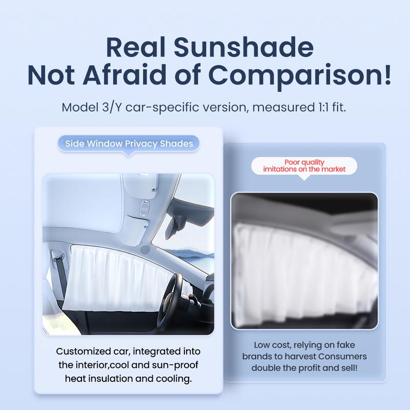 YZ For Tesla Model 3/Y/YL Highland ice crystals Side Window Privacy Trim Sunshade Front Rear Windshield Blind Cover Sun Shade