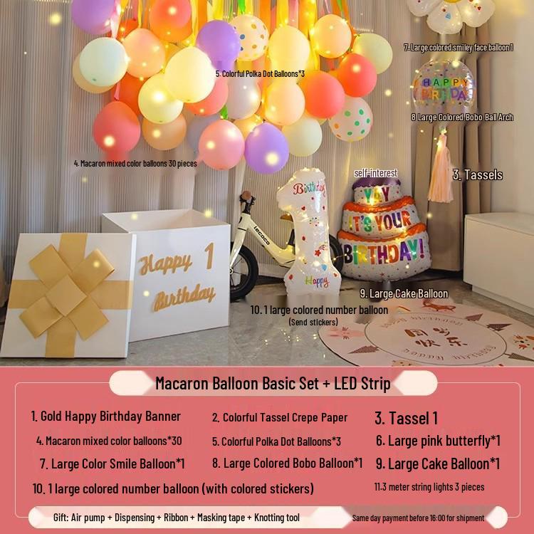 One-Year-Old Birthday Party Balloon and Photo Background Decor