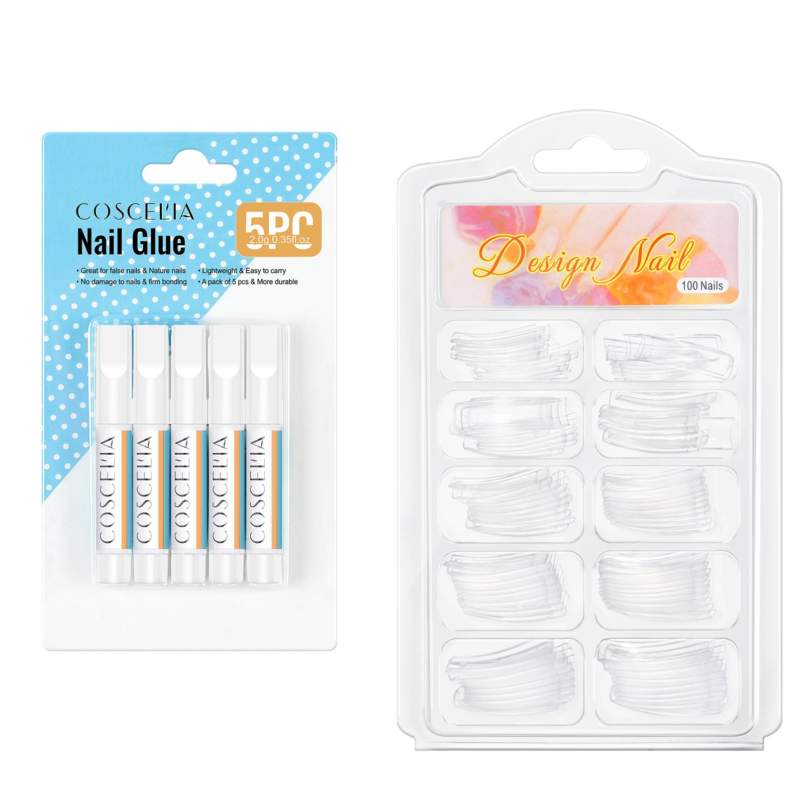 

Набор инструментов для ногтей COSCELIA, акриловый клей, накладные ногти, клей для дизайна ногтей со стразами и пилочкой, 100 шт., типсы для ногтей