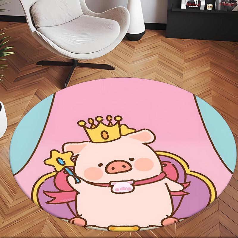Lulu das Schweinchen (5) Runder Büroteppich Dekorativer Bodenteppich für Büro Schlafzimmer Wohnzimmer und Wohnbereich