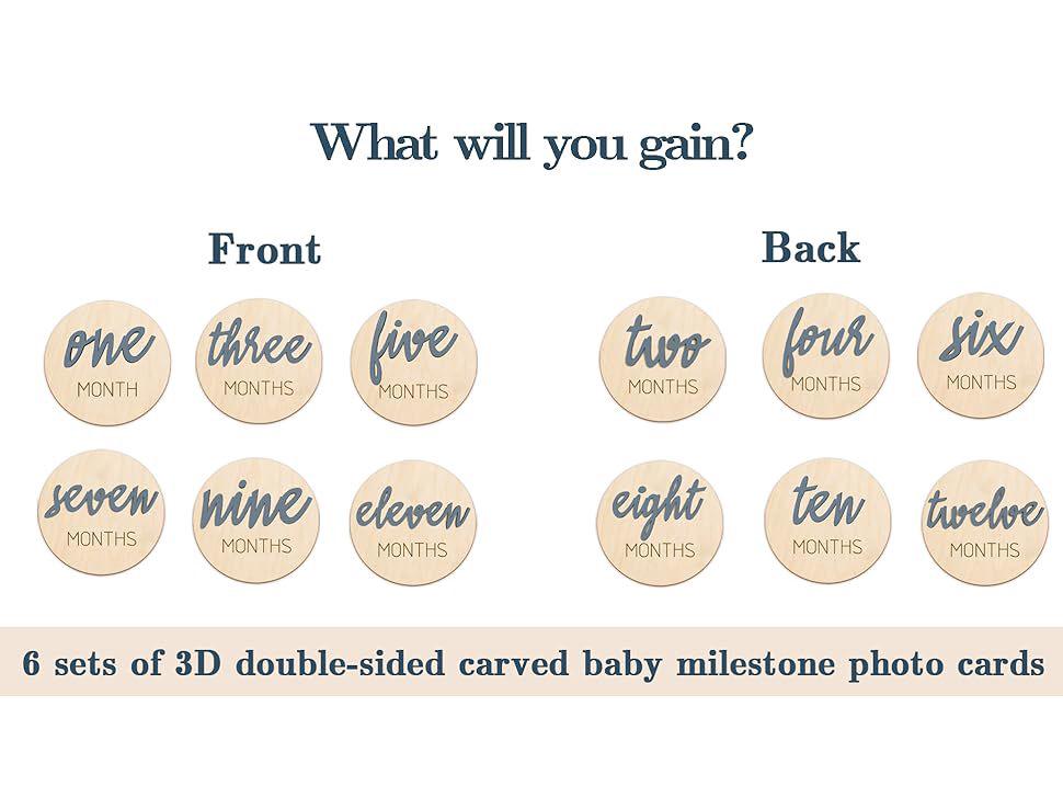 3D Wooden Baby Milestone Calendar Photography Props for Newborns: Boy & Girl Memorial Monthly Tracker