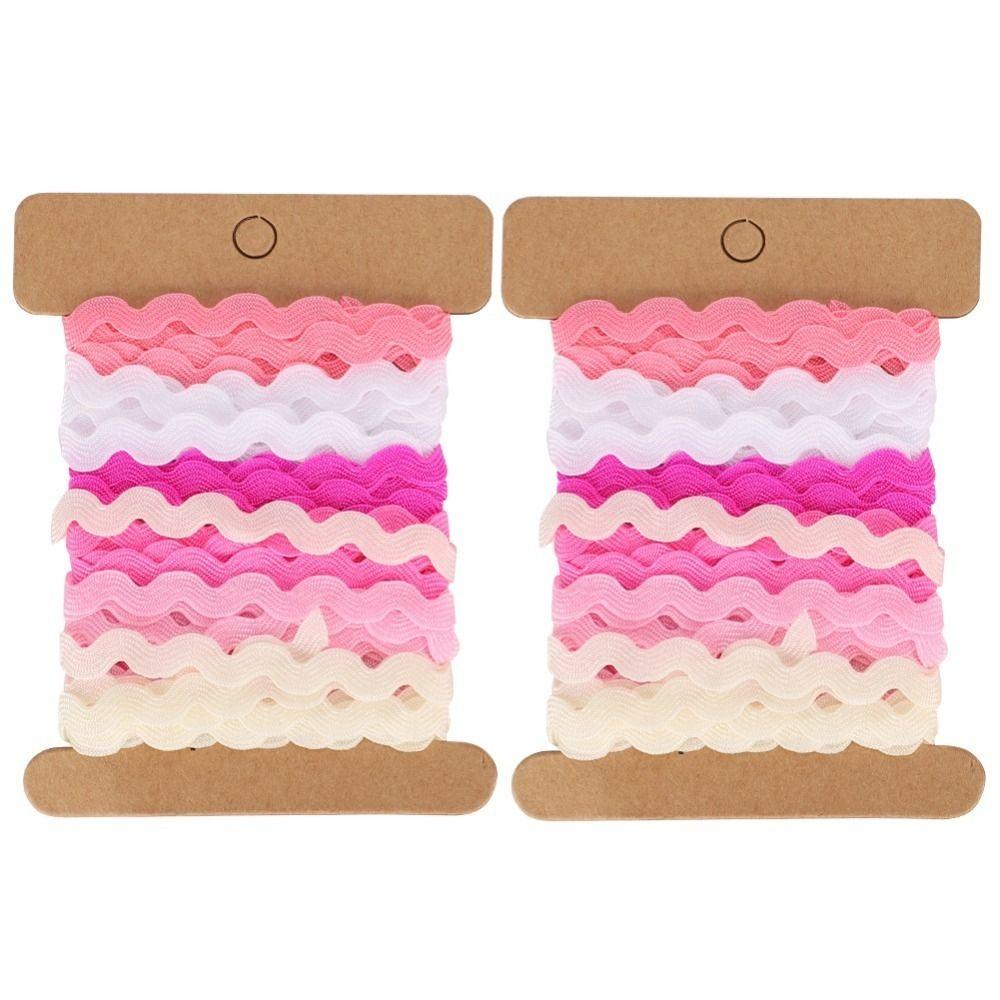 2pcs 8mm Width Wavy Lace Trim Color Ribbon Curved Belt Webbing Hand Made Rick Rack Trim For Sewing