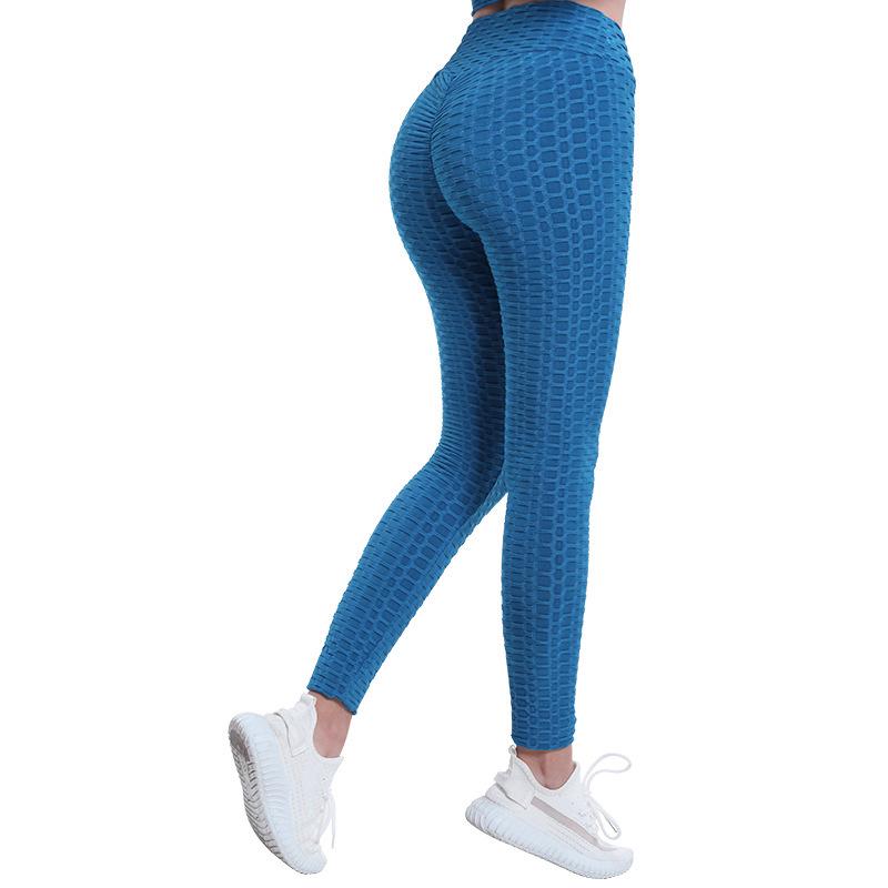European & American Jacquard High Elastic Yoga Pants - Solid Color, High Waist, Hip Lifting Leggings for Women's Fitness