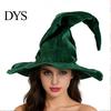 Dramatic Costume Hats for Women Witch Hat Women, Large Ruched Velvet Wizard Fairy Tale Performance Headwear Halloween Party, Cosplay Costume,