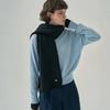 Fluffy Fringe Ribbed Muffler [BLACK]