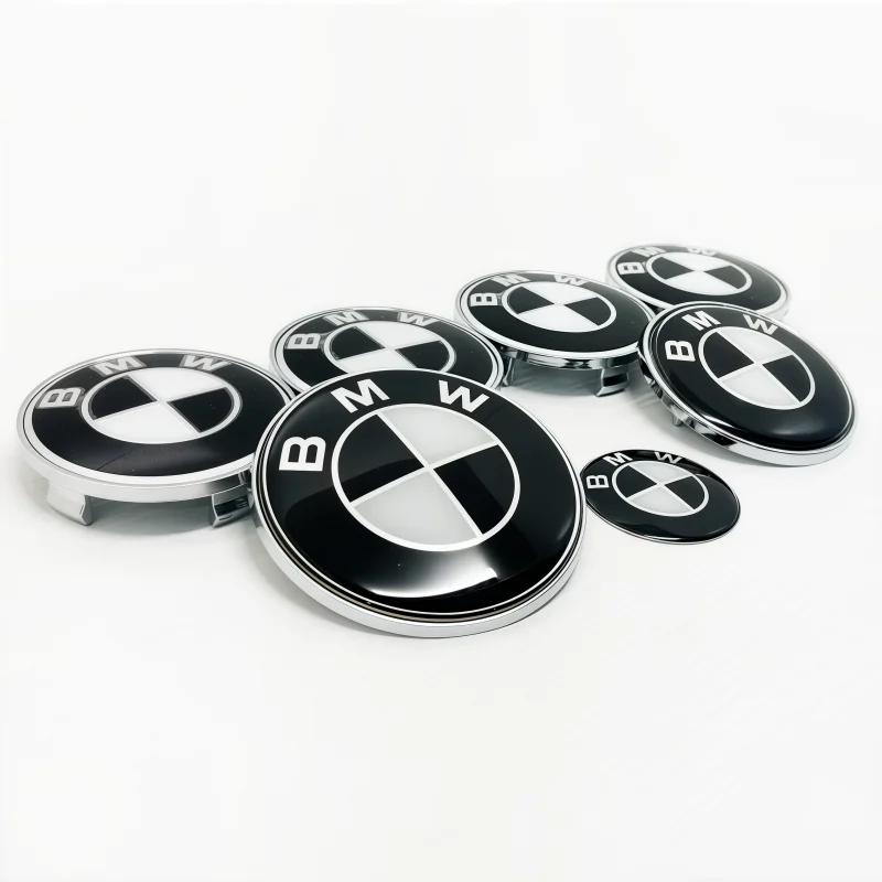 7-piece Set Is Suitable for BMW Group's Front and Rear Logo 82/74mm 45mm Steering Wheel 56/68mm Hubcap Replacement Badge.
