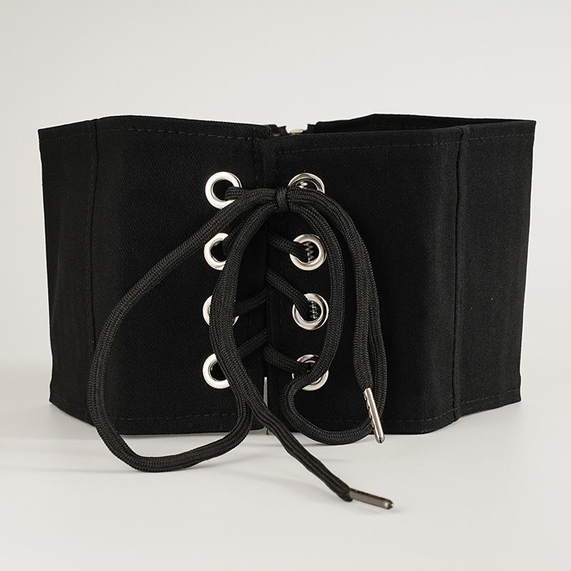 Fashionable Wide Body Shaping Belt Waist Seal Women's Decorative Shirt European and American Black Ultra-wide Zipper Belt for Women