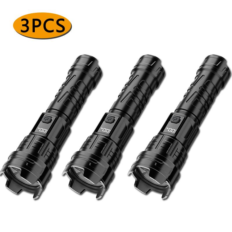 1000mAh New Powerful LED Flashlight with Telescopic Zoom and High Lumen Outdoor Waterproof Camping Torch Type-c Rechargeable