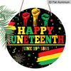 2D Flat Aluminum Wall Hangings with A Juneteenth Theme Are Available In Various Sizes. Featuring A Tricolor Fist and Firework Design, They Are A
