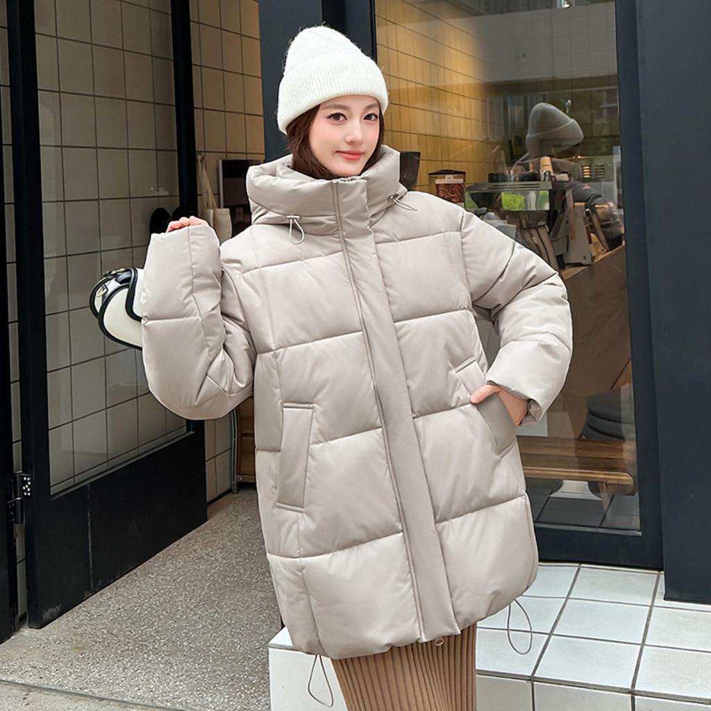 Winter New Korean Style Mid-length Hooded Puffer Jacket, Fashion Versatile Simple Warm Outerwear