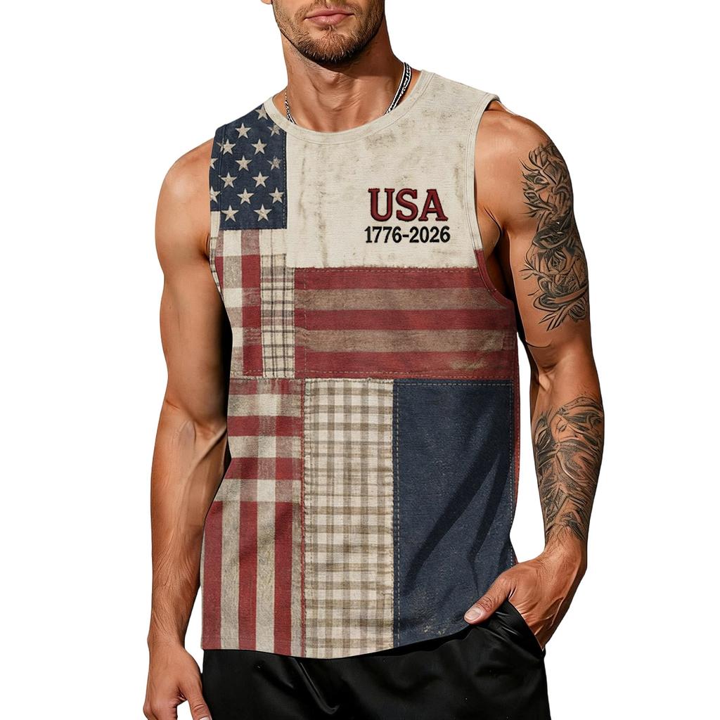 Men 4th Of Shirts USA Muscle Sleeveless Shirt Patriotic Tank Tops