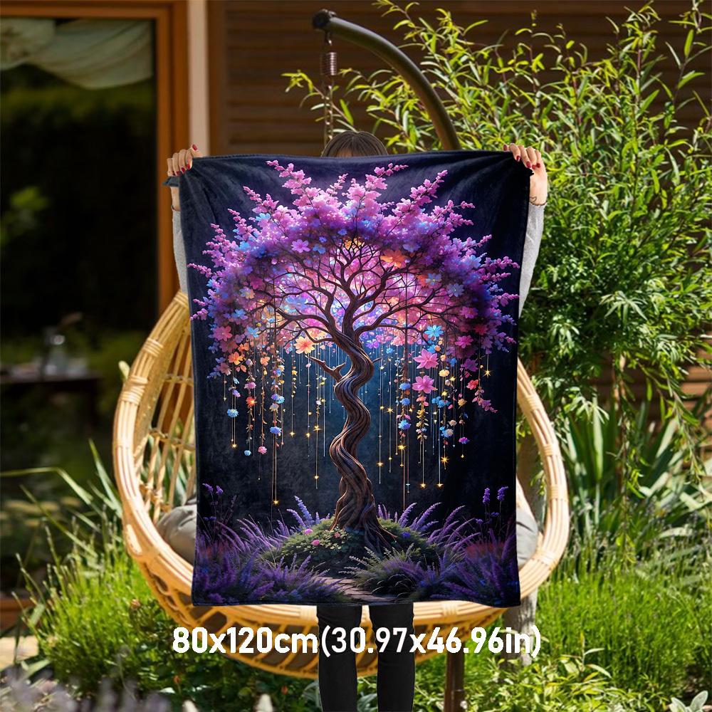 1pc magical tree Outdoor Flannel Blanket Soft Warm All-Season Throw for Sofa Bed Car Camping Office, Cozy Gift Idea1294S