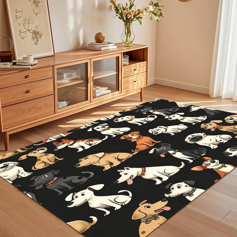 Cute Cartoon Dog Pattern Non Slip Wear  Area Rug Soft Washable Floor Mat for Living Room Bedroom Kids Room Pet House Decor