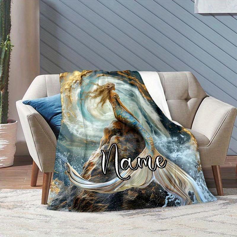 Mermaid Customize Your Name Blanket Warm Comfortable And Soft Blankets Are Suitable For Home Lunch Break Blanket Office Sofa Sofa Gift To Relatives