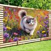 Cute Kitten in Colorful Flowers Backdrop Oil Painting Garden Background for Photoshoot