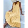 Women Solid Printed Sleeveless V Neck Casual Dress Spring Summer Fashion Daily Wear
