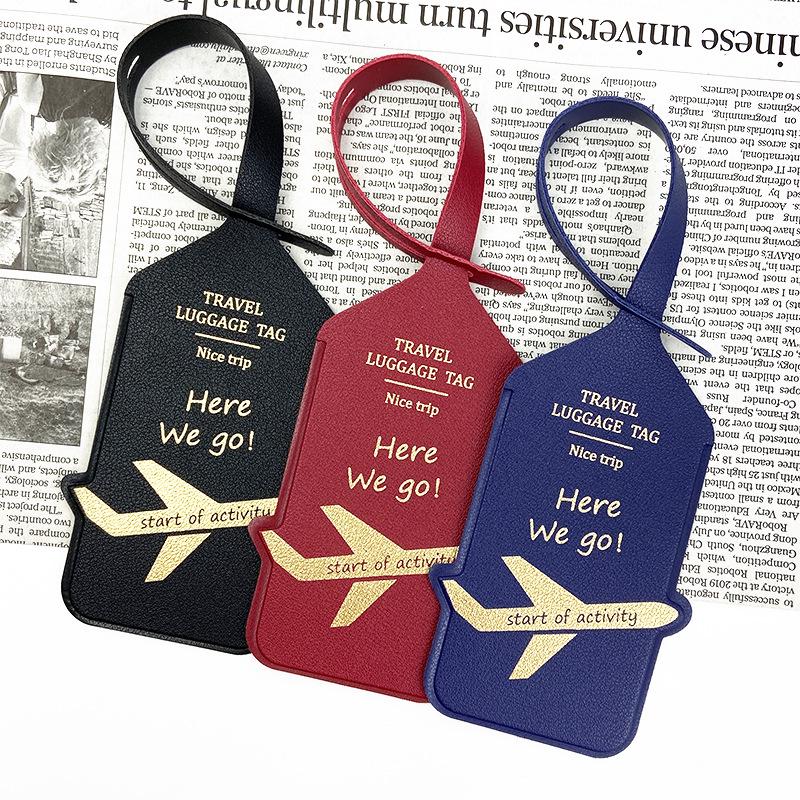 Doppelseitiger PU-Leder-Gepäckanhänger mit Flugzeugdesign