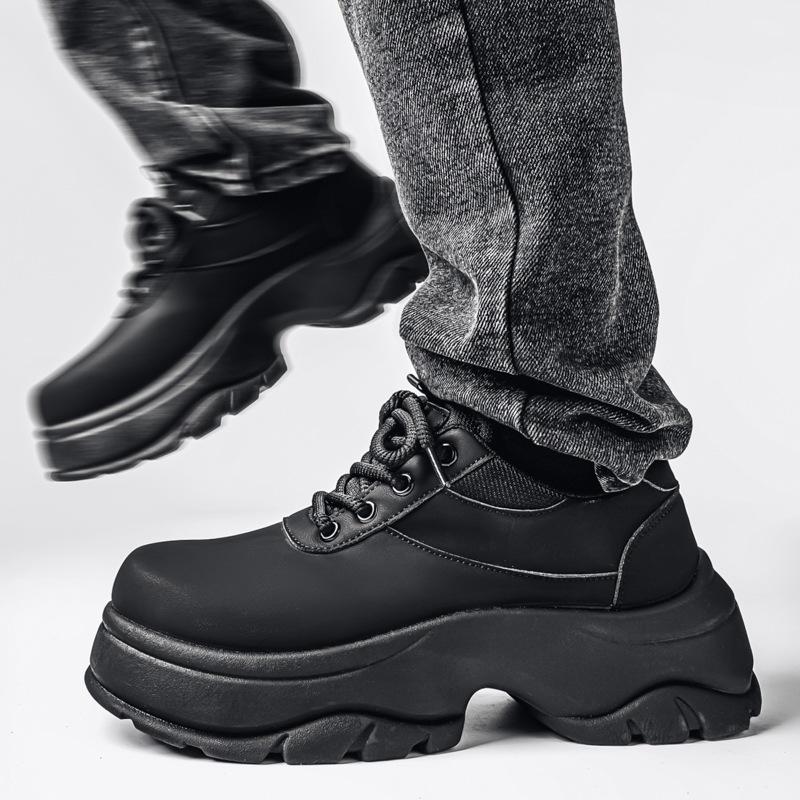 Autumn Winter Men's Big Toe Casual Leather Shoes Fashion 2025 Men's New Platform 6cm Height-enhancing Shoes Derby Shoes for Men