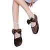 Fashion 2025 New Outdoor Women's Mary Jane Flats Bow Tie Buckle Strap Soft Sole Everyday Plus Size Daily Versatile Comfortable Shoes