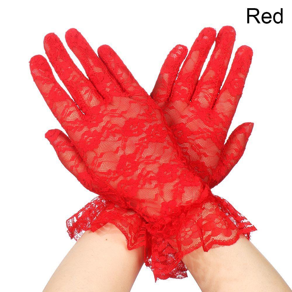 Damesfeest Elegante Handschoenen Zonnebrand Kant Handschoenen Rozenbloem Patroon UV Bescherming Handschoenen Bruiloft Witte Bruidshandschoenen