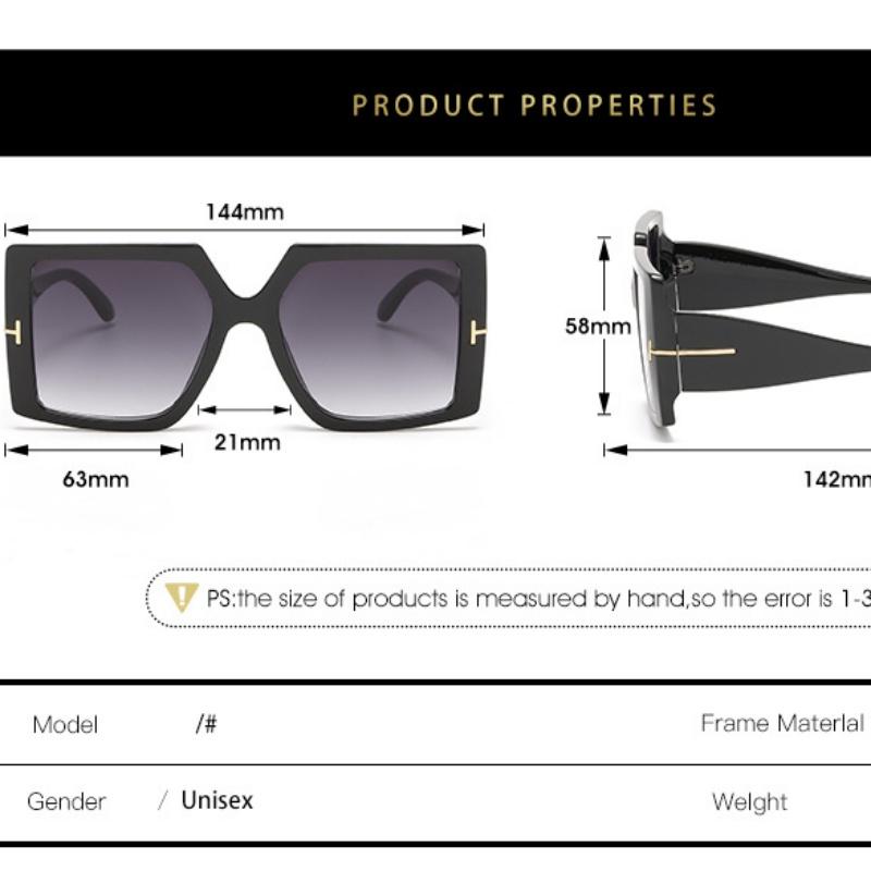 Occhiali da sole quadrati oversize classici da donna, nuovi occhiali da sole alla moda leopardati neri, occhiali da sole femminili sfumati vintage grandi tonalità UV400