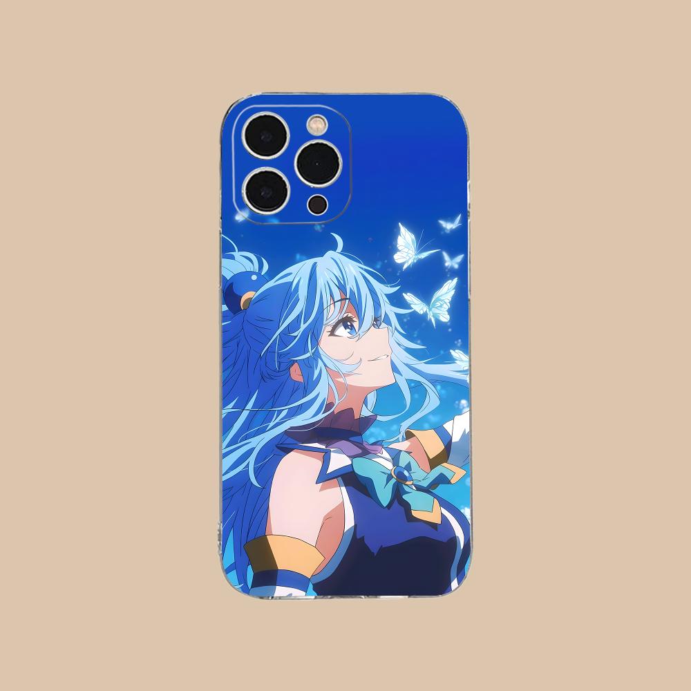 Konosuba Aqua Clear TPU Mobile Case for iPhone 17 16 15 14 13 12 11 X XR XS Air Pro Max Plus Mini Colorful Cover