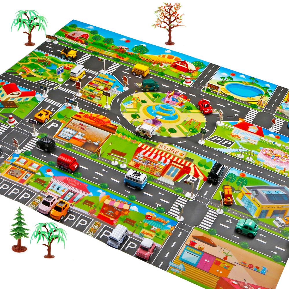 Grenzüberschreitende Kinder-Spielzeug-Parkplatzkarte mit Verkehrsautos - Englische Ausgabe