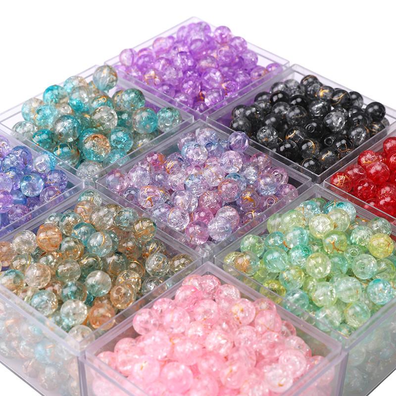 8mm/10mm Cracked Patterned Beads Irregular Color Acrylic Beads For DIY Jewelry Making