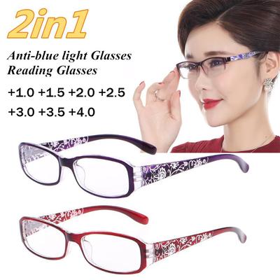 Fashion Reading Glasses Full Frame Flower Temple Glasses Comfortable Anti-radiation and Anti-fatigue Portable Presbyopia Glasses