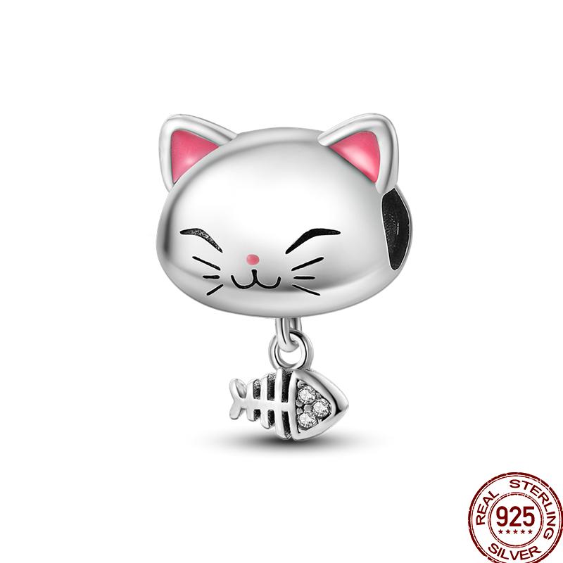 100% Copper Cute Pet Animal Owl Cute Puppy Pink Kitten Charm Beads Suitable For 3Mm Original Bracelet Diy