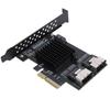 PCIe to Serial ATA Card 6Gbps PCI Express 4X to 2 Port MiniSAS SFF 8087 and 1 Port Serial ATA 3.0 Expansion Card for