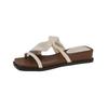 Fashion Versatile Niche Design Flat Heel Sandals Small Sandals Spring and Summer Women's Shoes Open Toe Square Head Low Heel Cool Slippers