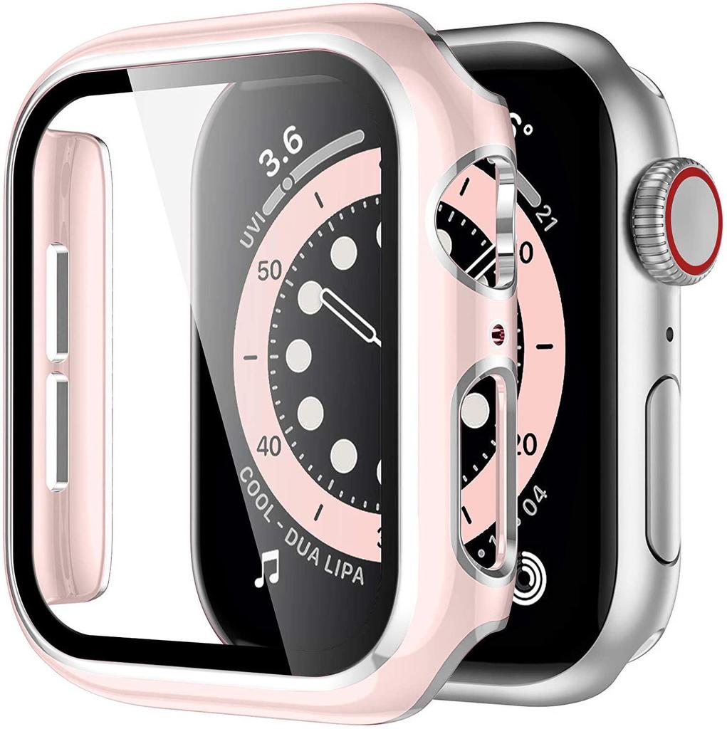 Coque de protection bicolore pour Apple Watch iWatch7 avec film en verre trempé