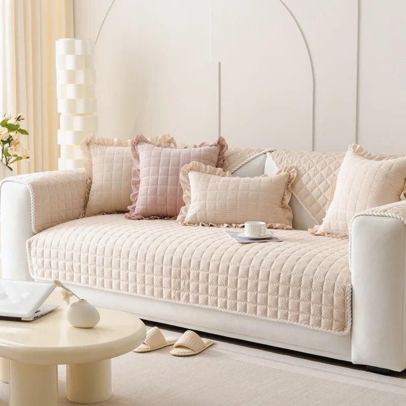 

Вельветовая клетчатая диванная подушка, зимний утолщенный теплый чехол для дивана, универсальный нескользящий чехол на спинку дивана, тканевое пыленепроницаемое полотенце 70x70cm 1pcs