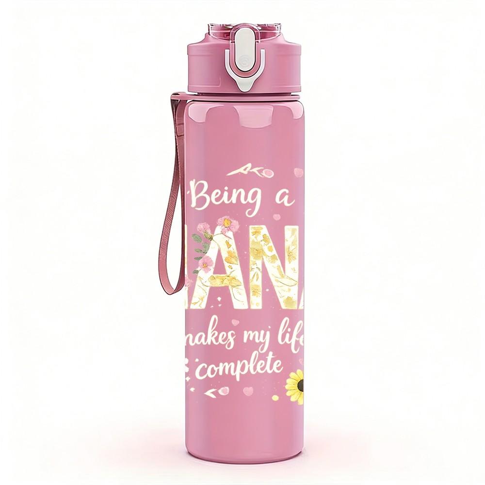 1PC Soft Pastel Daisy Floral Print 750ml Color Plastic Sports Water Bottle Leakproof Flip Straw Lid Suitable for Sports Office Home Use