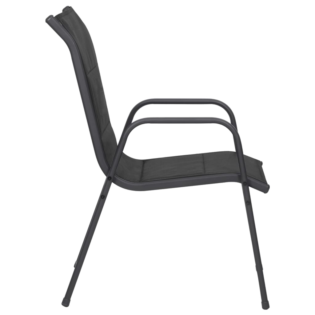 6pcs Patio Chairs Assembly Steel Textilene Stable Frame Garden Chairs for Dinning Black