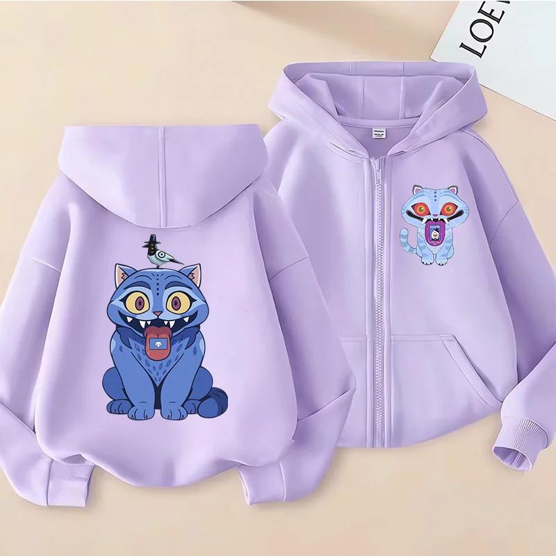 Children's Zippered Sweatshirt Tiger Kpop Devil Hunter Hoodie Children's Clothing Girls Boys Autumn Sweatshirt Zippered Hoodie