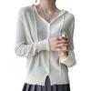 Hooded Cardigan for Women's Spring and Autumn New Loose and Versatile Long-sleeved Wool Hoodie Jacket Top