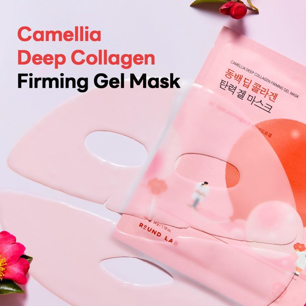 ROUND LAB Camellia Deep Collagen Firming Gel Mask 4ea + ZUFÄLLIGES GESCHENK