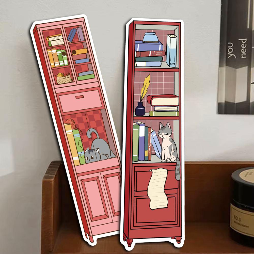 30pcs Cat Cabinet Forest Bookmarks Painting Copywriting Paper Retro Aesthetic Fairy Tale Scenery Book Aesthetic Card Bookmark